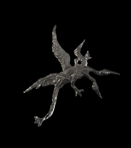 Pendiente/ Broche Pájaro tres cabezas